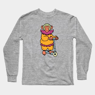 Vintage Cartoon Circus Monkey on a Scooter Long Sleeve T-Shirt